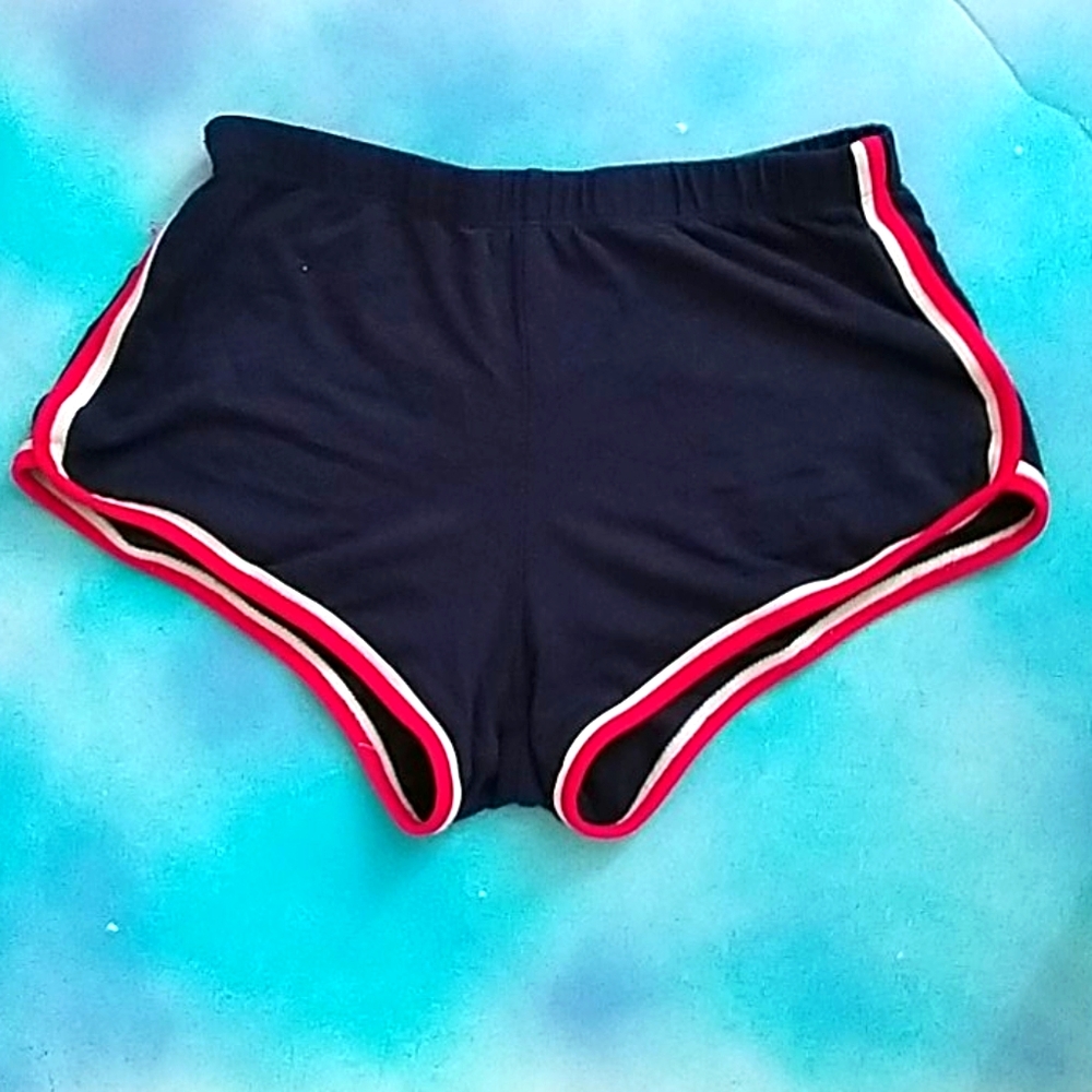 White red and blue booty shorts